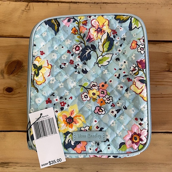 Vera Bradley Handbags - VERA BRADLEY NWT Lunch Bunch Bag in Floating Garden light blue floral pattern